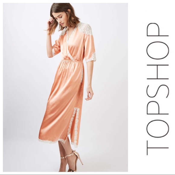 topshop orange satin dress